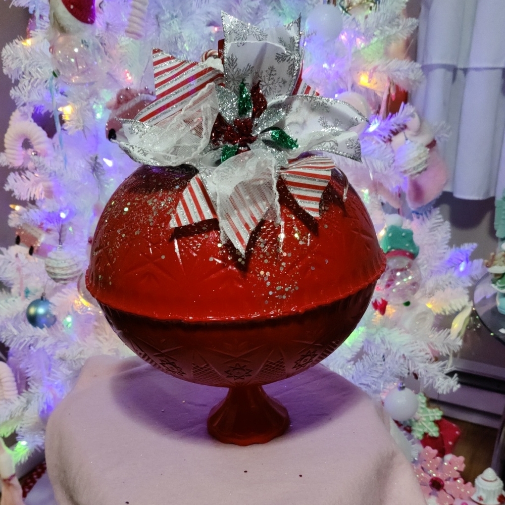 Festive Red Holiday Ornament with Bow